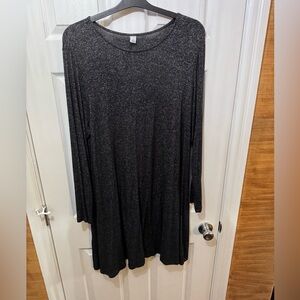 Old Navy Long Sleeve Sparkle Swing Dress - Charcoal